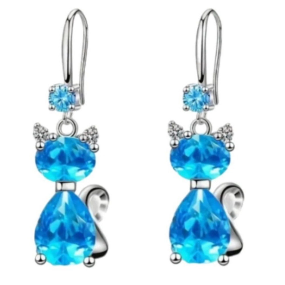 Blue Cat Earrings